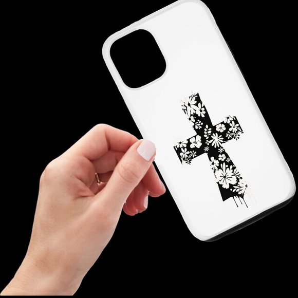 iPhone 15 Retro Groovy White Daisy Cross Love Jesus Gift for Christian Case - Picture 2 of 2